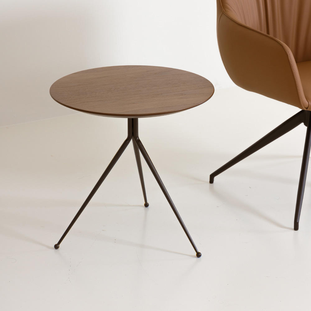 레이 사이드 테이블 500 월넛 천연무늬목 고급 식탁 카페 디자인 인테리어 소파