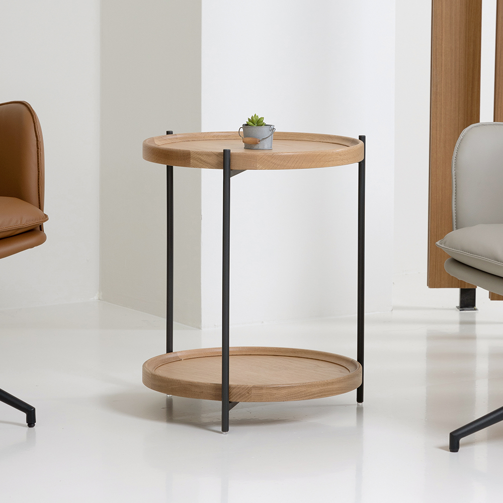 어라운드 사이드 테이블 480 천연무늬목 고급 식탁 카페 디자인 인테리어 소파